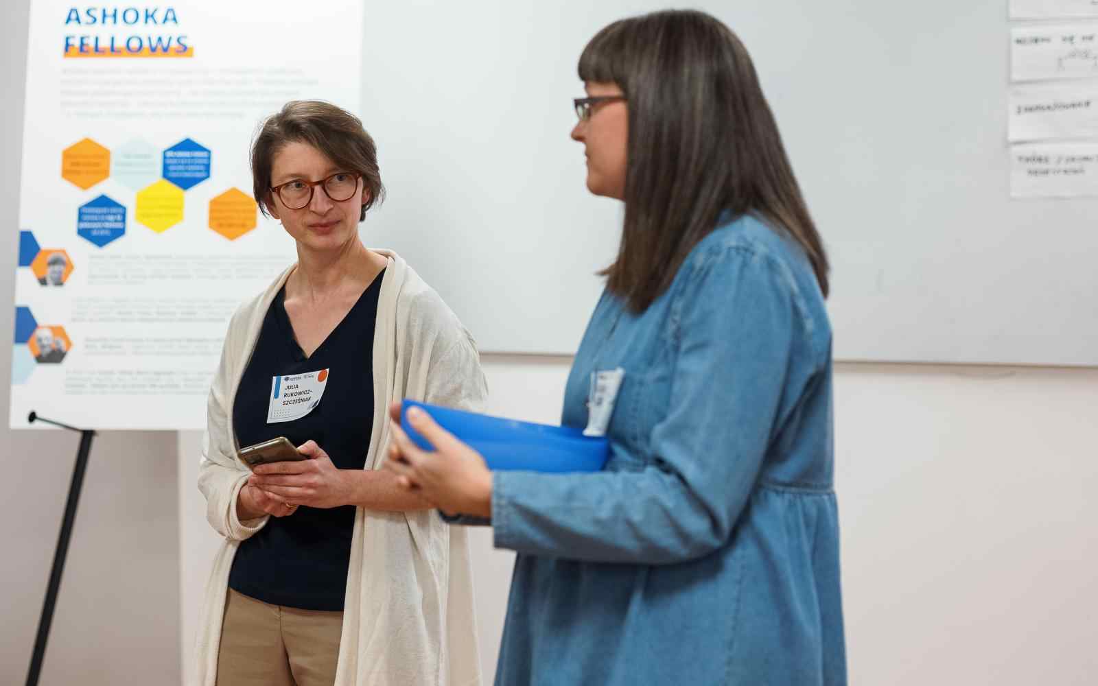 Two women presenting