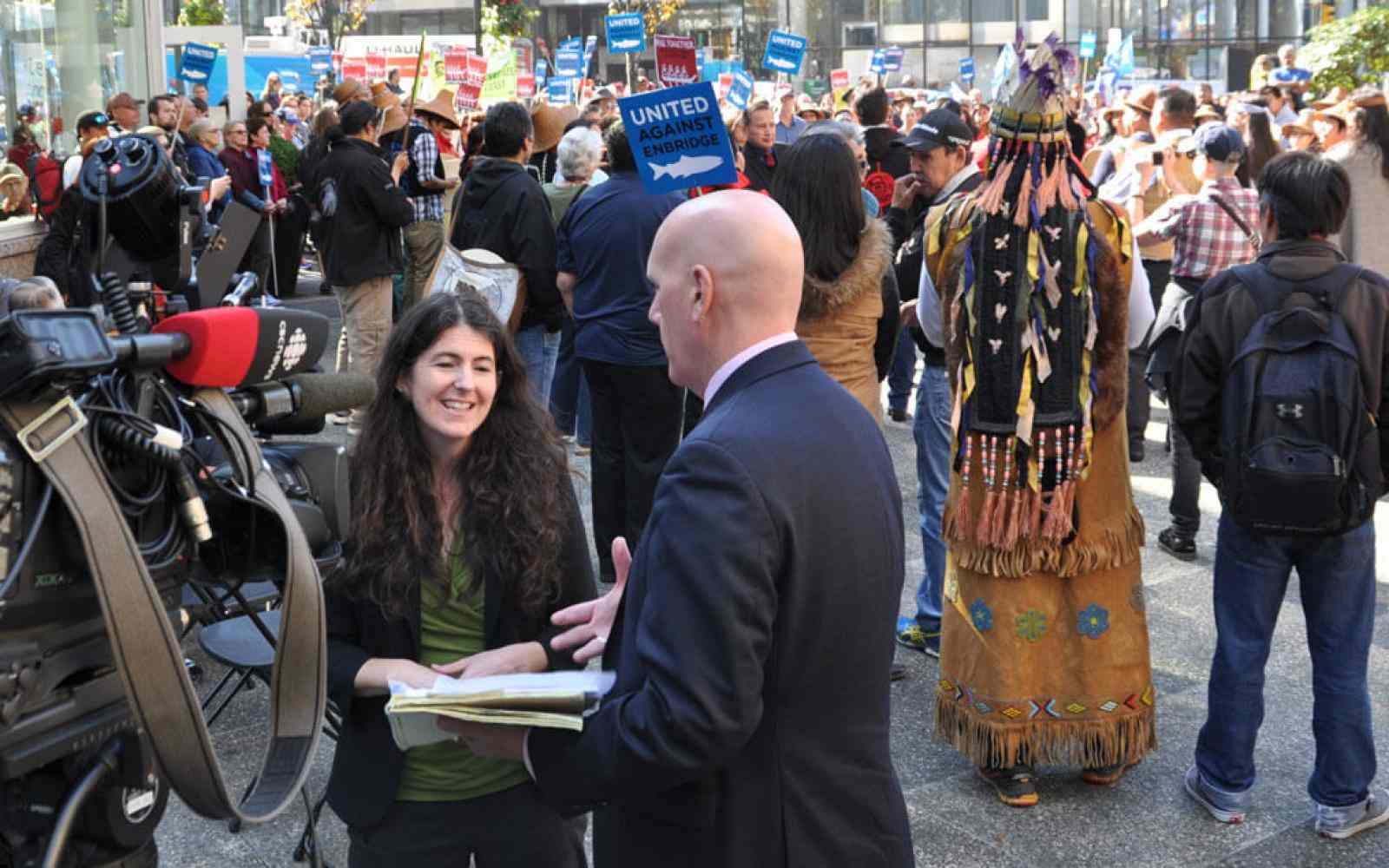Photo of Jessica Clogg being interviewed