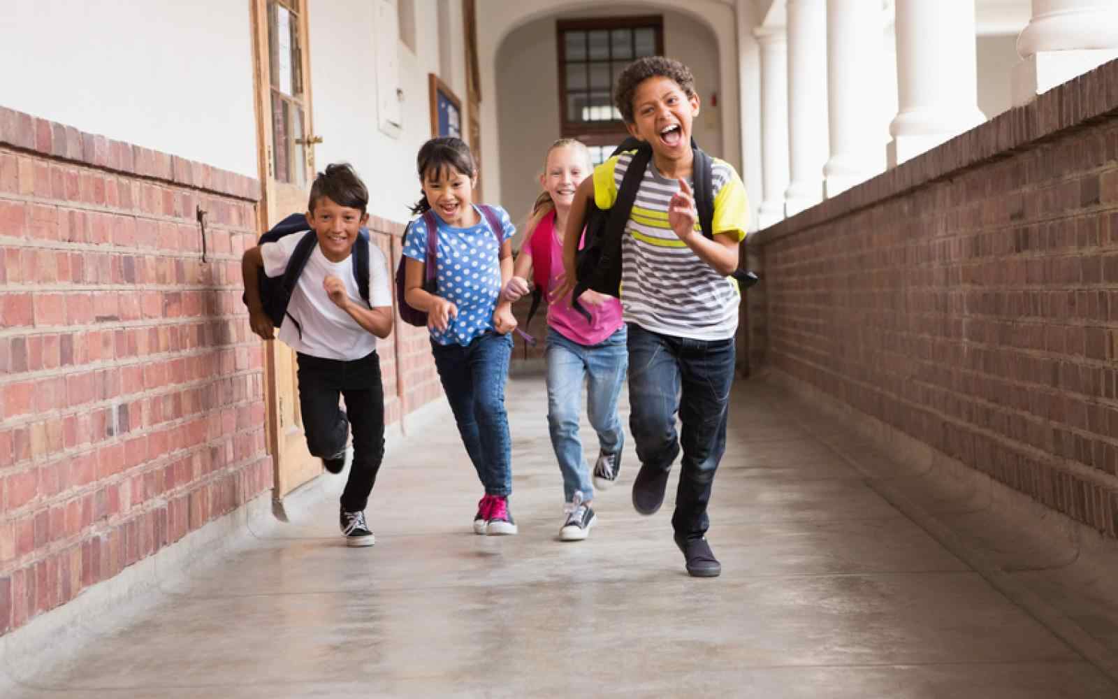 Kids running in hall