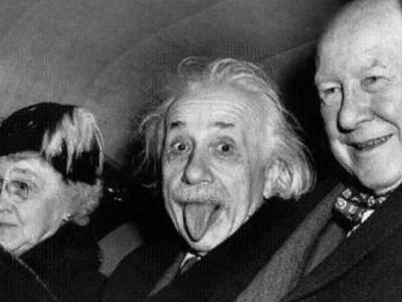Albert Einstein showing tongue