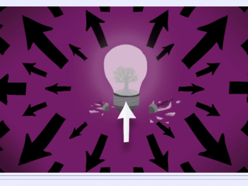 Illustration of light bulb with arrows going outwards