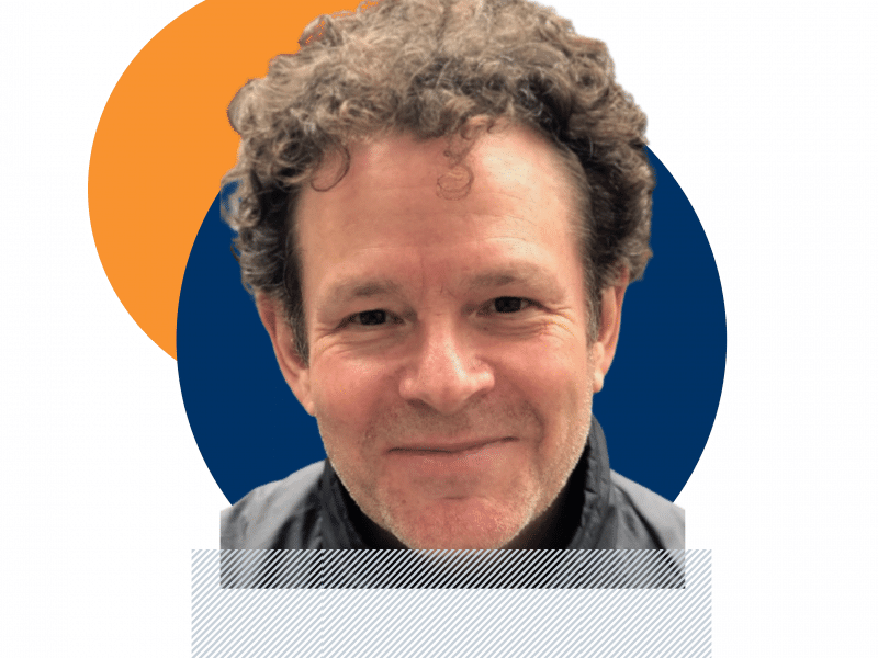 Ashoka Fellow with circular graphics