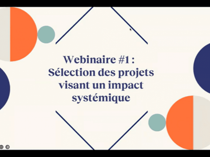 Webinaire 1 : Selection de projets visant un impact systémique