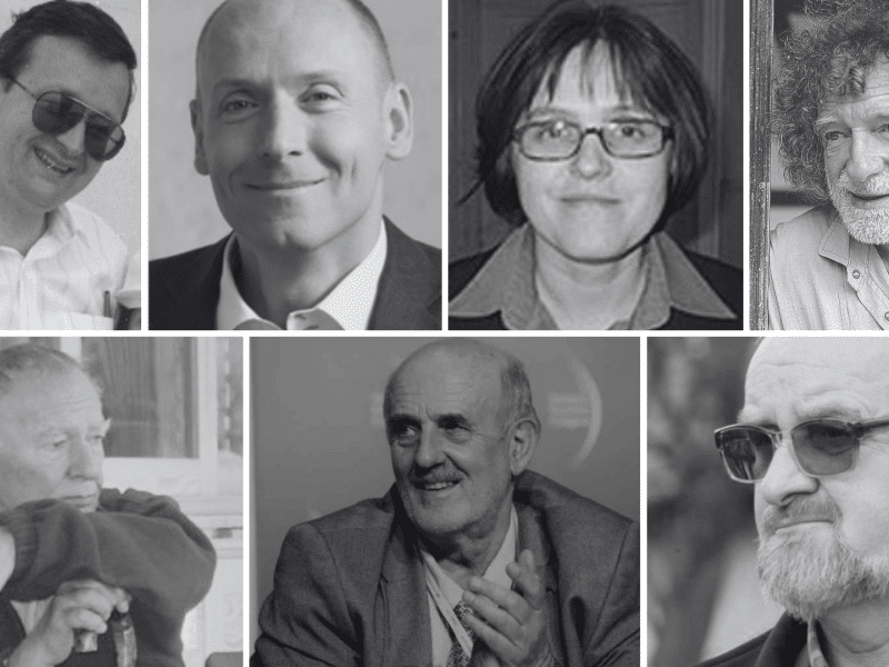 Grafika przedstawia biało-czarne zdjęcia Stanisława Duszyńskiego, Piotra Janaszka, Ryszarda Golca, Piotra Pawłowskiego, Andrzeja Janusza Korbela i Tomasza Sadowskiego.