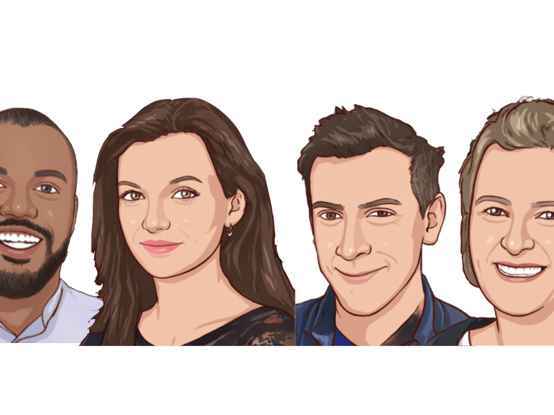 visages des 4 nouveaux fellows France 2022 dessinés
