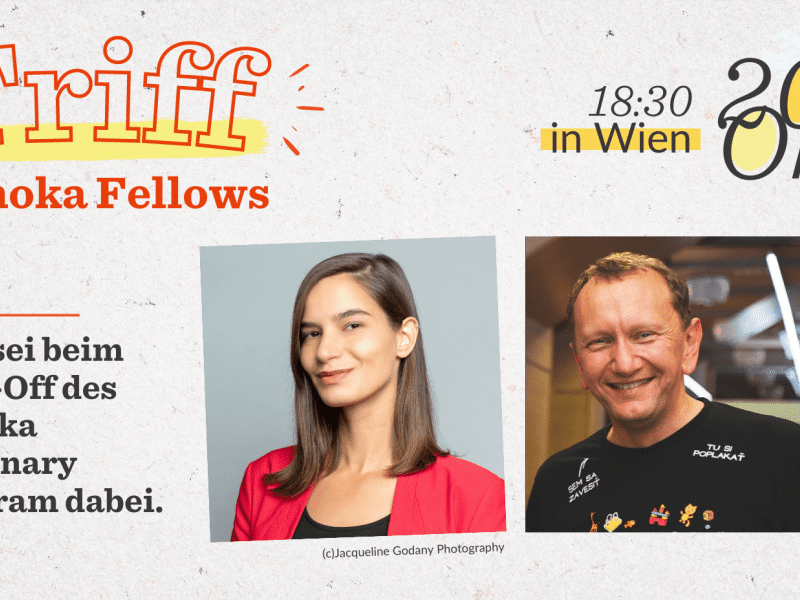 Banner with the headshots of two Fellows from Austria and Slovakia