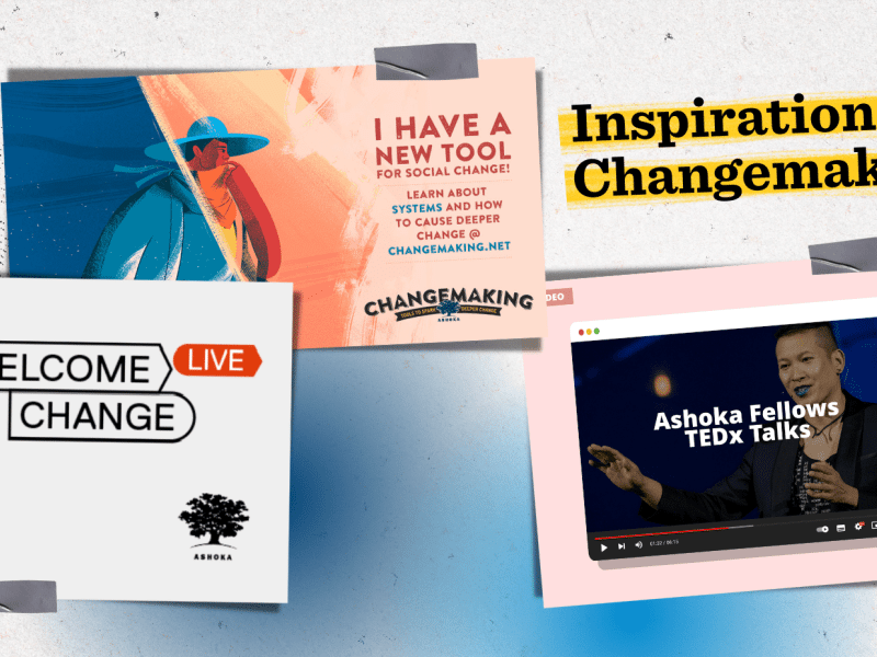 Banner featuring three Ashoka resources