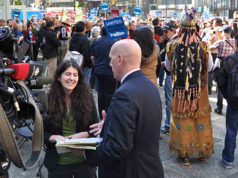 Photo of Jessica Clogg being interviewed