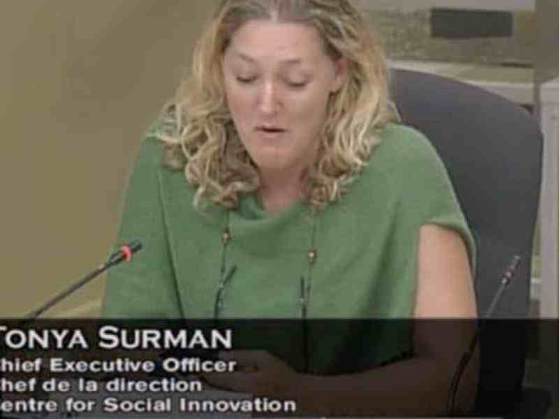 Screenshot of Tonya Surman speaking to the Canada Senate in 2018