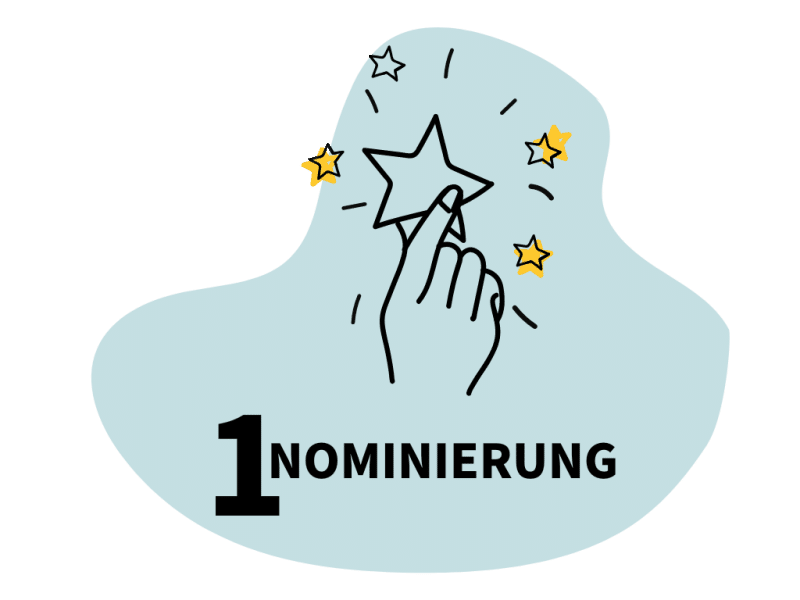 Nominierung icon with blue background 